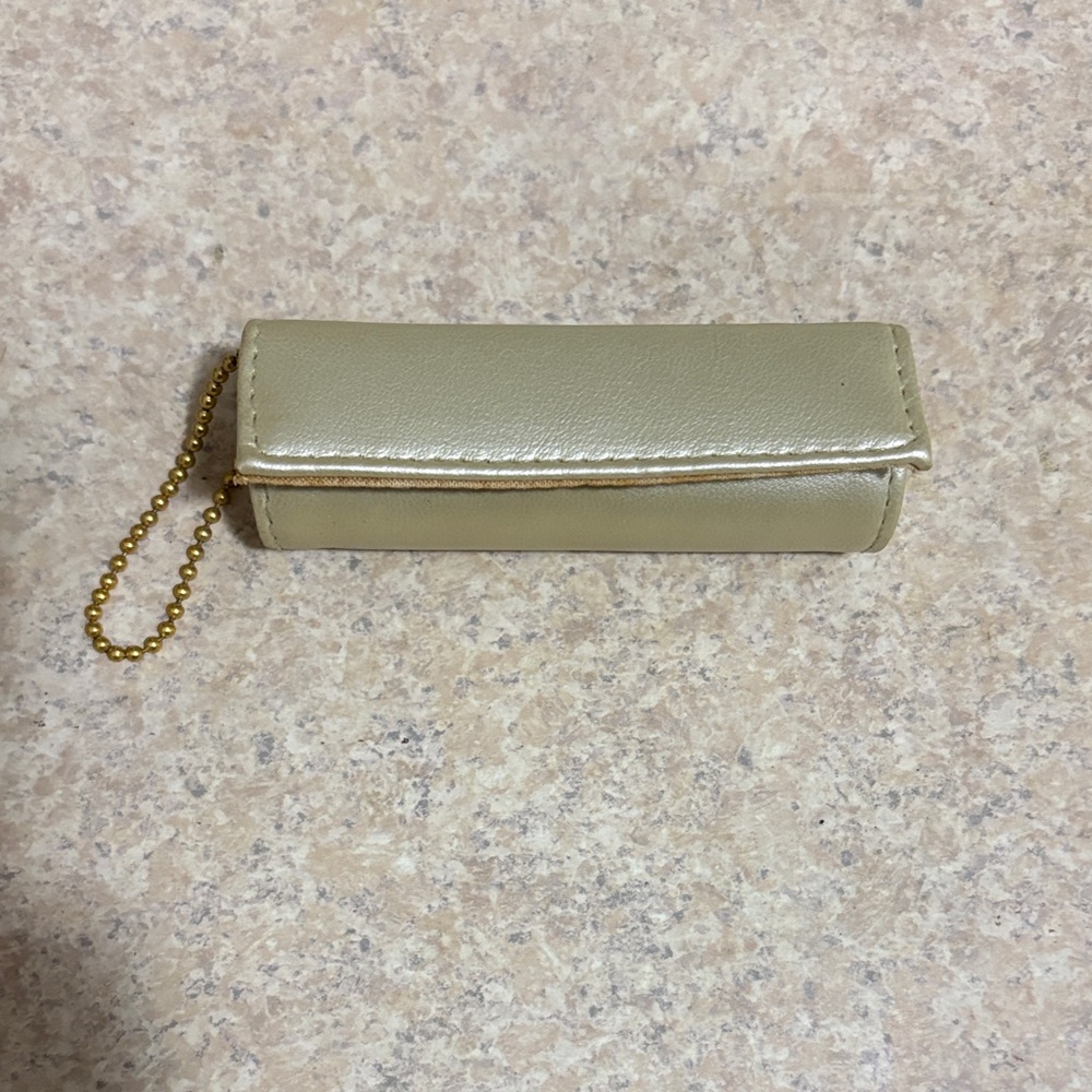 Vintage Gold Leather Lipstick Pouch